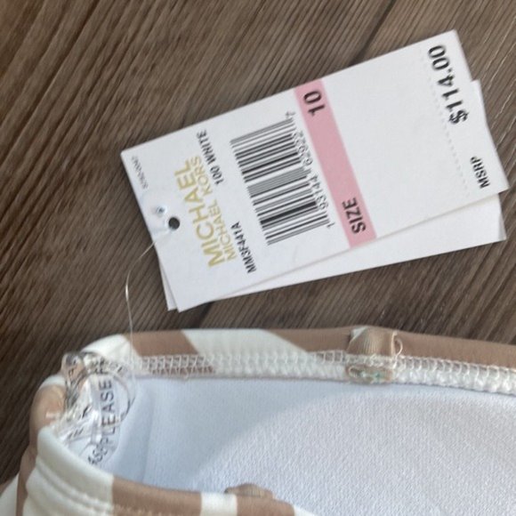 Michael Kors Brown Zebra Pint one Shoulder Ring Logo One piece Swimsuit Size 10 - Picture 7 of 10